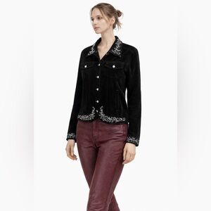 Christine Alexander Black Velvet Rhinestone Jacket Women's Estimated Size M/L